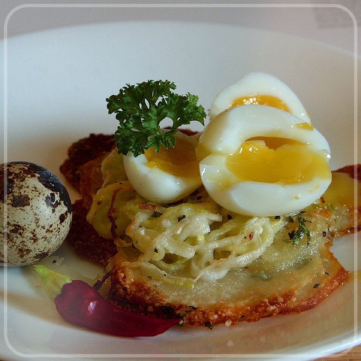 A plated serving of Potato Galette