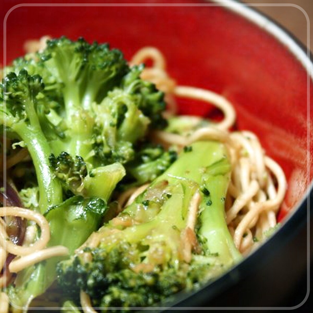 A plated serving of Stir-Fried Noodles And Broccoli