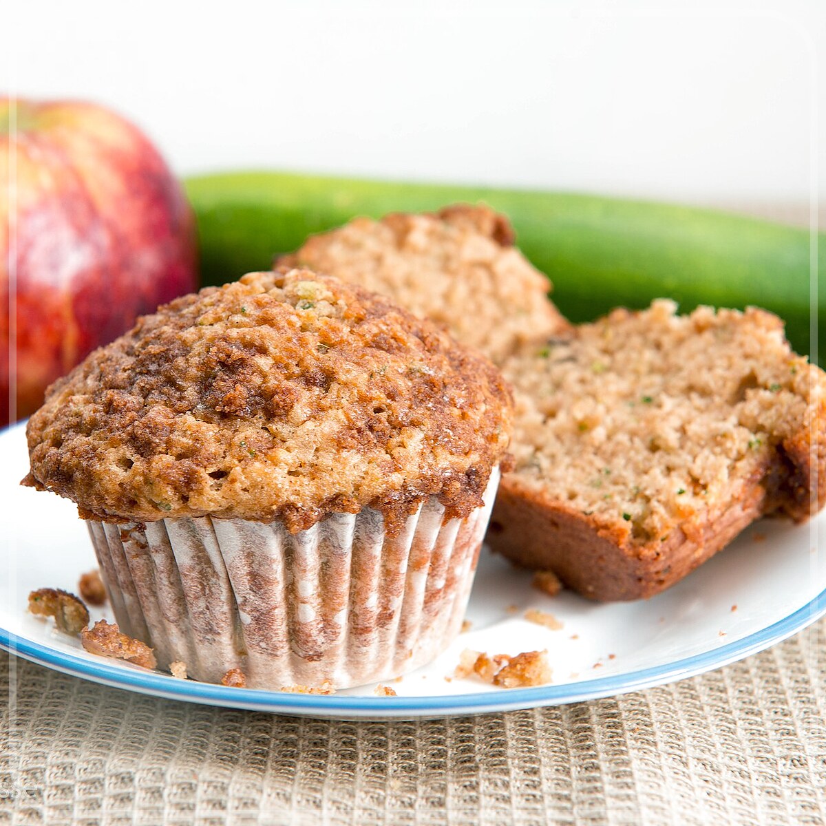 A plated serving of Zucchini Muffins